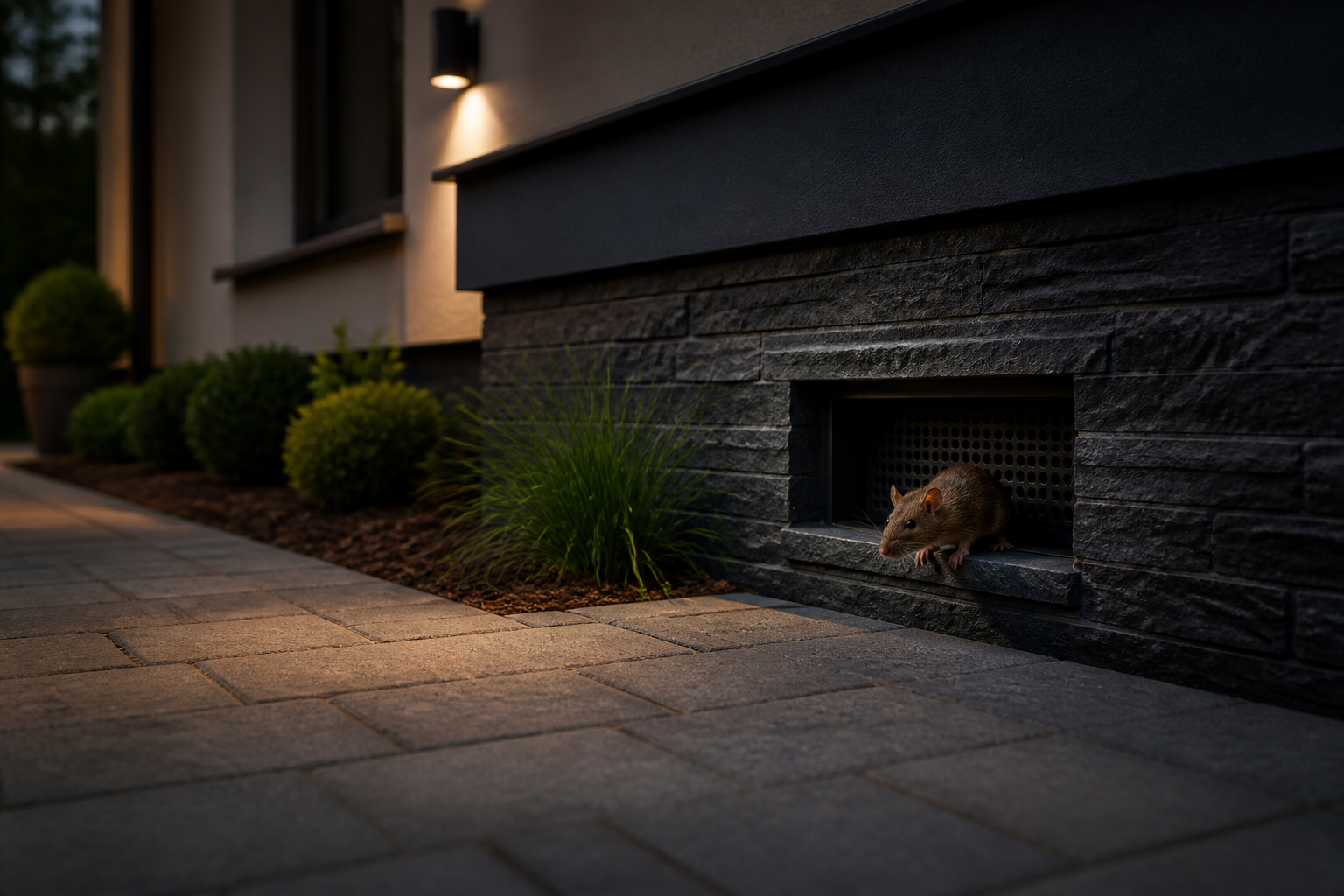 Rodent near a residential exterior vent
